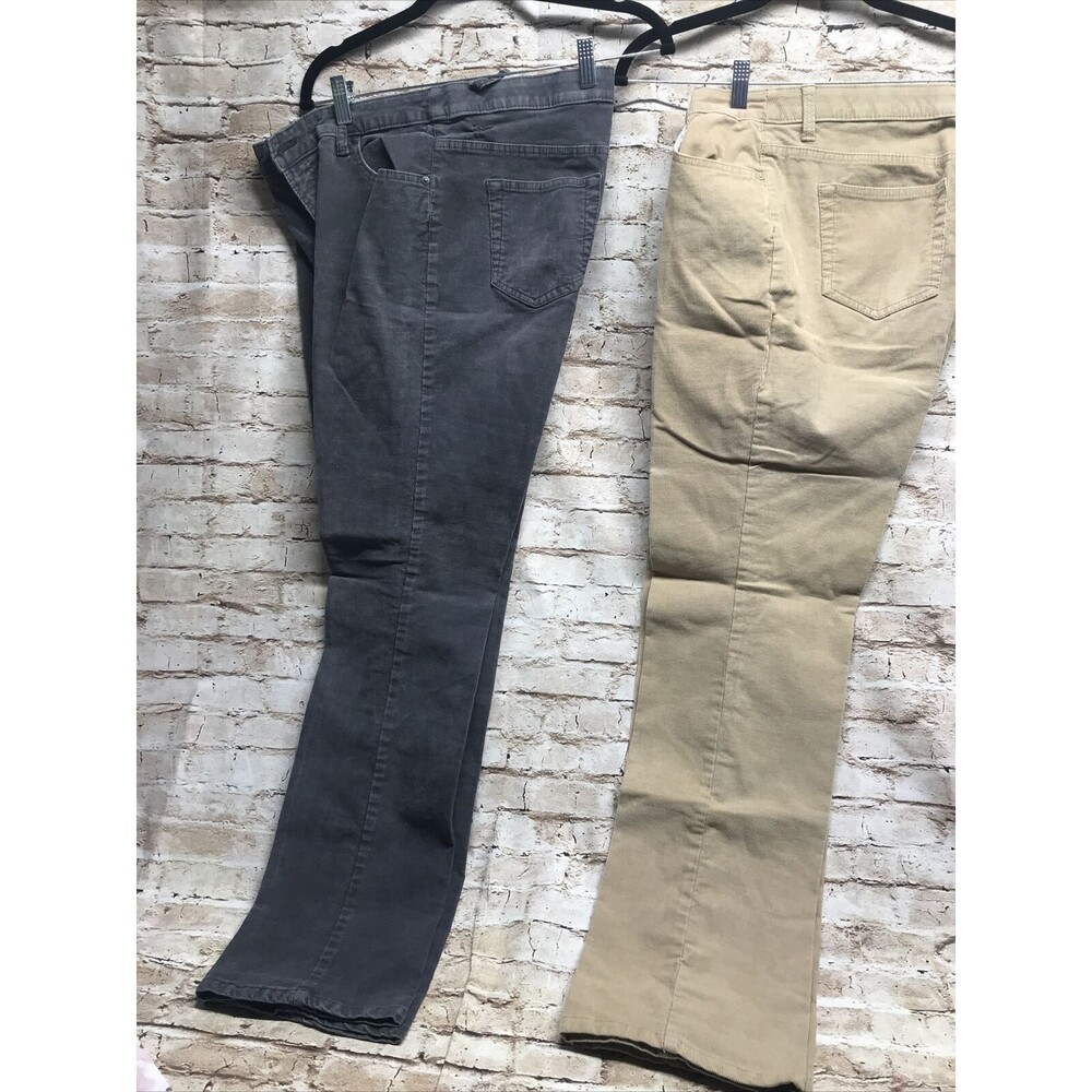 Lot Of 2 St. Johns Bay Women's Corduroy Pants Size 12 Gray Tan